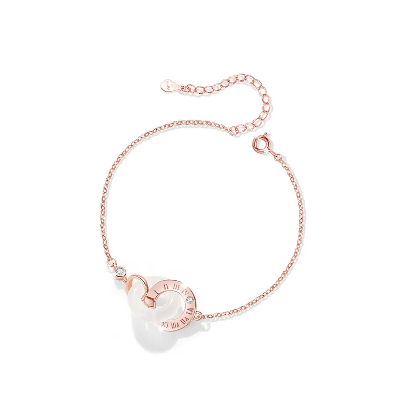 Artisan Lock Heart Jade Chalcedony Jade Bracelets Unisex-2