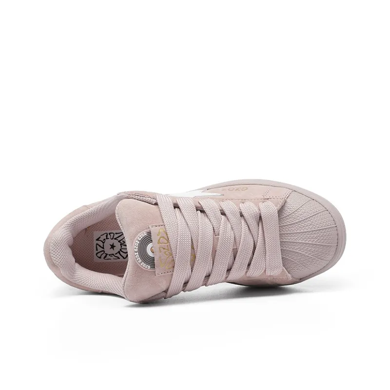 GZOZ Slip Resistant Cushioning Abrasion Resistant Low Top Skateboard Shoes Unisex Rose Pink-3