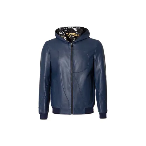 RARE Leather Jackets Men Blue