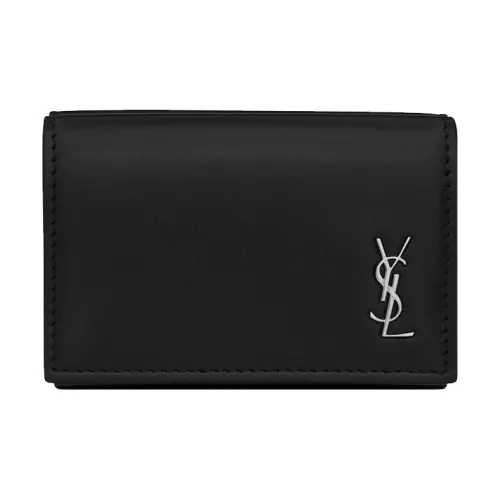 SAINT LAURENT CASSANDRA Shiny Smooth Calfskin Trifold from Small Size Men's Black