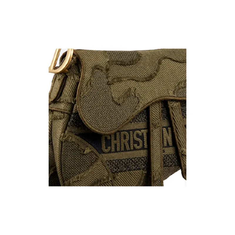 DIOR Saddle Canvas Saddle Bag Handbag Shoulder Bag Women's Green-4