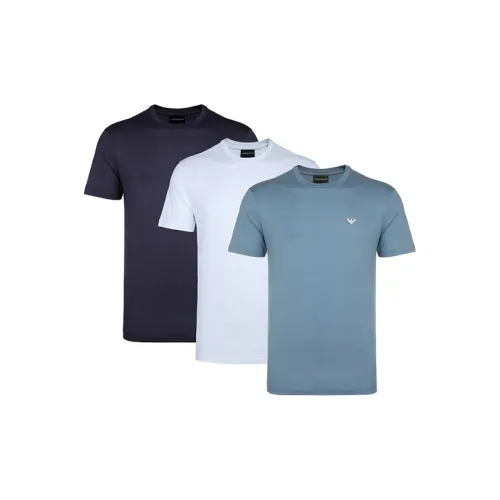 EMPORIO ARMANI T-Shirts Men 3 Pack Blue/Dark Blue/Light Blue