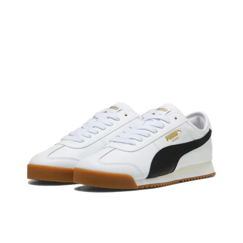 PUMA Roma Anti Slip Wear Resistant Low Top Casual Shoes Men's White Black-2