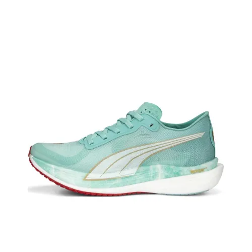 PUMA Deviate NITRO Durable Breathable Low-Top Running Shoes Women's Coral Green
