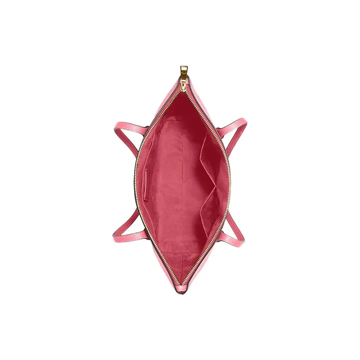 COACH Zip Top Tote Cross Grain Leather Tote Bag, Shopping Bag, Handbag, Shoulder Bag Women's Watermelon Red-2