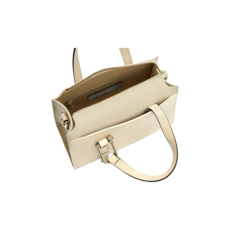 Furla Natural Leather Shoulder Bag Crossbody Bag Handbag Small Size Women's Beige-3