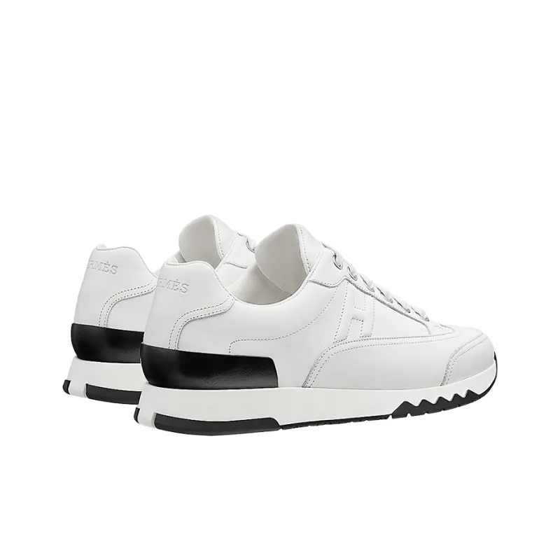 HERMES Trail Low Top Casual Shoes Women's White Black Heel Tab-3
