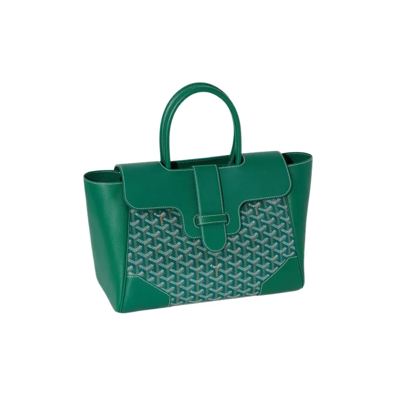 GOYARD Saigon Canvas With Leather Saigon Tote Handbag, Shoulder Bag Large Size Unisex Green-2