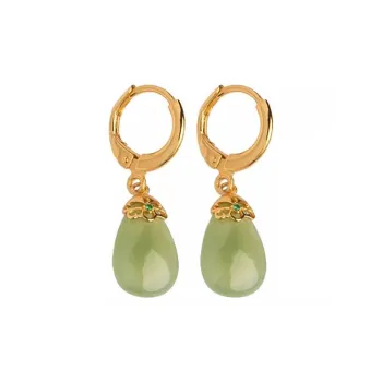 CHIC ZONE Hetian Jade 925 Sterling Silver Earrings Women's
