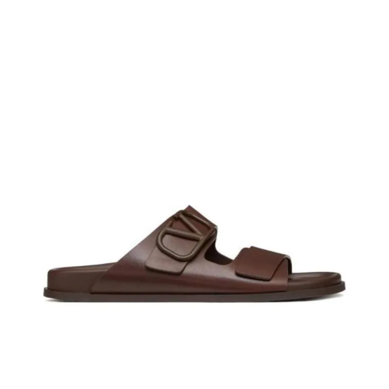 Valentino Vlogo Slide Slippers Men Brown-1
