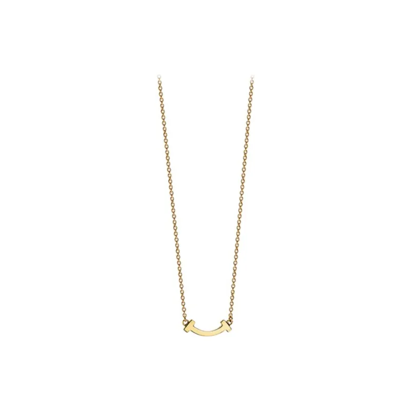 TIFFANY & CO. 2010s 18k Yellow Gold T smile Necklace-0
