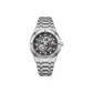 Silver Case Black Dial Silver Steel Band