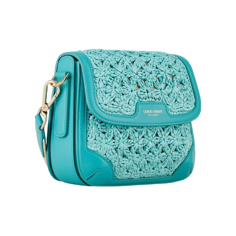 AMANI Leather Detail Shoulder Bag Women's Blue-1