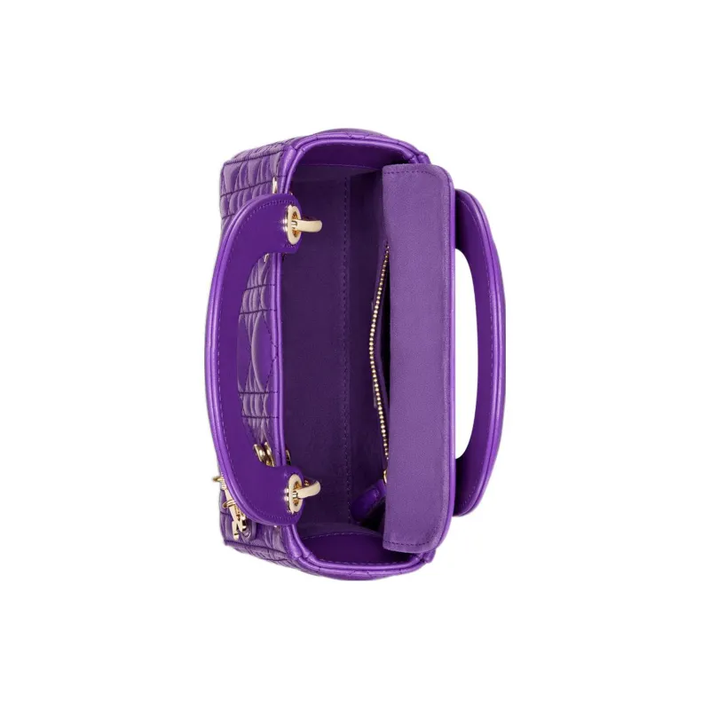 DIOR Lady Dior Sheepskin Dior Bag Shoulder Bag Crossbody Bag Handbag Mini Women's Purple-4