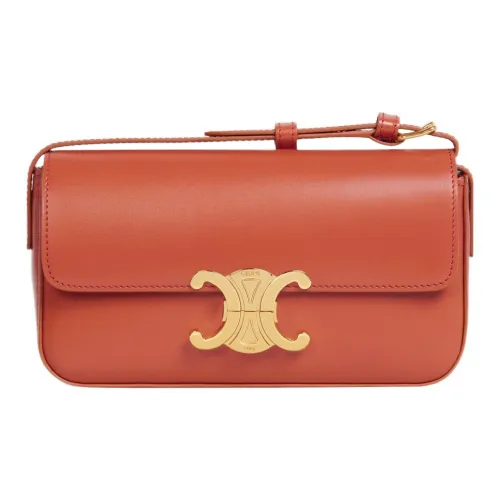 CELINE bolero Shiny Cow Leather Crossbody One Shoulder Handbag Trumpets Women's Red Chalcedony