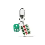 Silver-Tone Lock Nine Green Dice Keychains