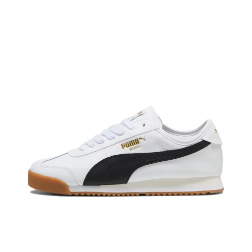 PUMA Roma Anti Slip Wear Resistant Low Top Casual Shoes Men's White Black