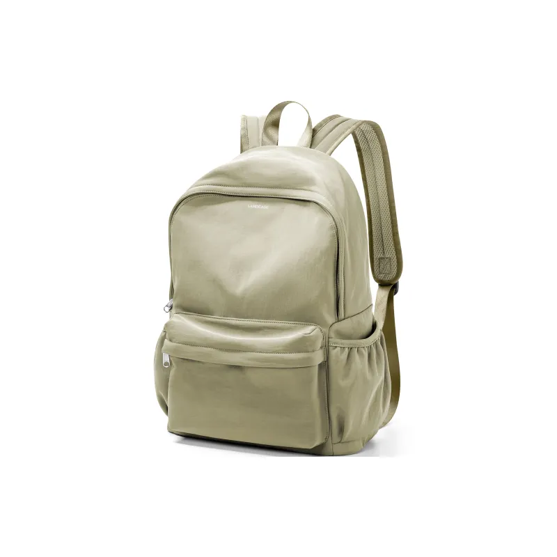 LANDCASE Fabric Backpack Laptop Bag Unisex Green/Black/Khaki-16