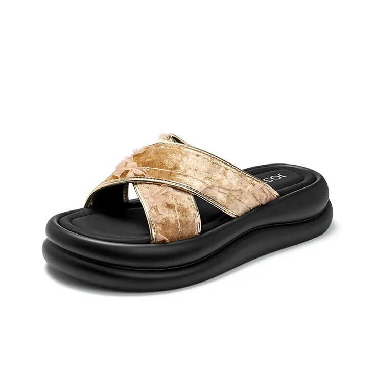 JOSINY Slide Slippers Women's Black, Green, Champagne Gold-14