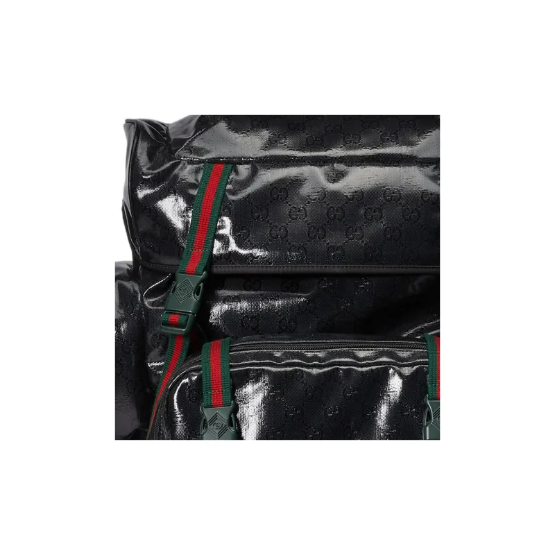 GUCCI Crystal Canvas With Leather Trim Backpack Men's Black-7