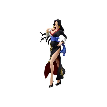 BANPRESTO Boa Hancock Glass Factory One Piece Stampede Theater Boa Hancock Black Dress Bonus Gifts 24cm