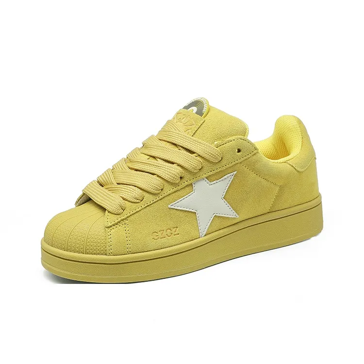 GZOZ Wear-Resistant Slip-Resistant Low-Top Skateboard Shoes Unisex Ginger Yellow-1