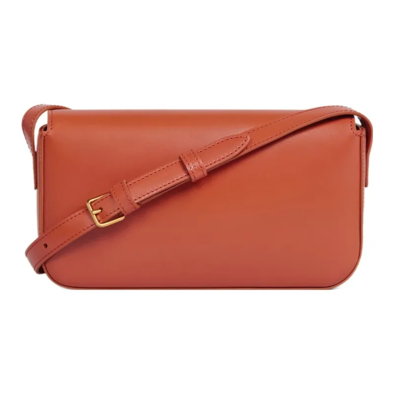 CELINE Triomphe Shiny Cow Leather Crossbody One Shoulder Handbag Trumpets Women's Red Chalcedony-2