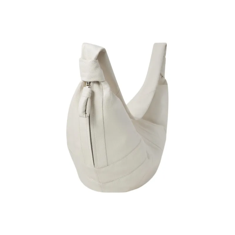 Lemaire Croissant Series Cow Leather Horn Puffy Shoulder Bag Crossbody Bag Large Size Women's Chalk White-1