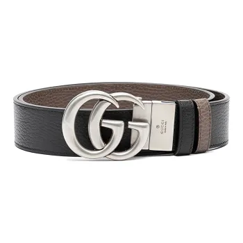 GUCCI Double G Letter Logo Smooth Buckle Cow Leather Leather Belts Men's