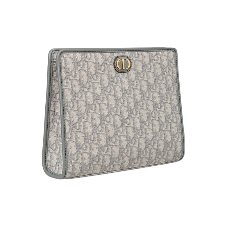 DIOR 30 Montaigne Fabric Toiletry Bags Clutches Medium Size Women's Gray-1