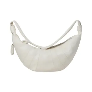 Lemaire Croissant Series Cow Leather Horn Puffy Shoulder Bag Crossbody Bag Large Size Women's Chalk White