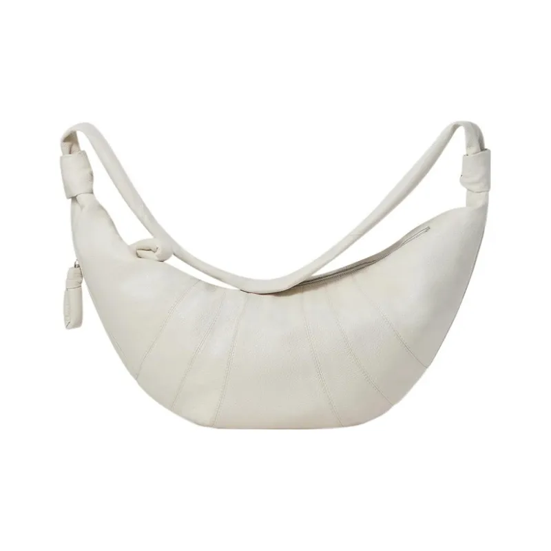Lemaire Croissant Series Cow Leather Horn Puffy Shoulder Bag Crossbody Bag Large Size Women's Chalk White-0