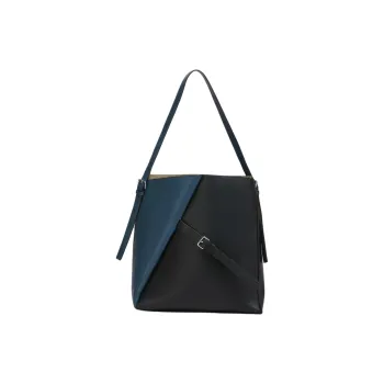 MARNI Calfskin Hobo Bag, Handbag, Shoulder Bag Women's Dark Blue & Black