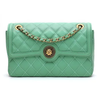 Miguel Vieira Cow Leather Sheepskin Fabric Shoulder Bag Small Size Women's Fruit Green/Maroon