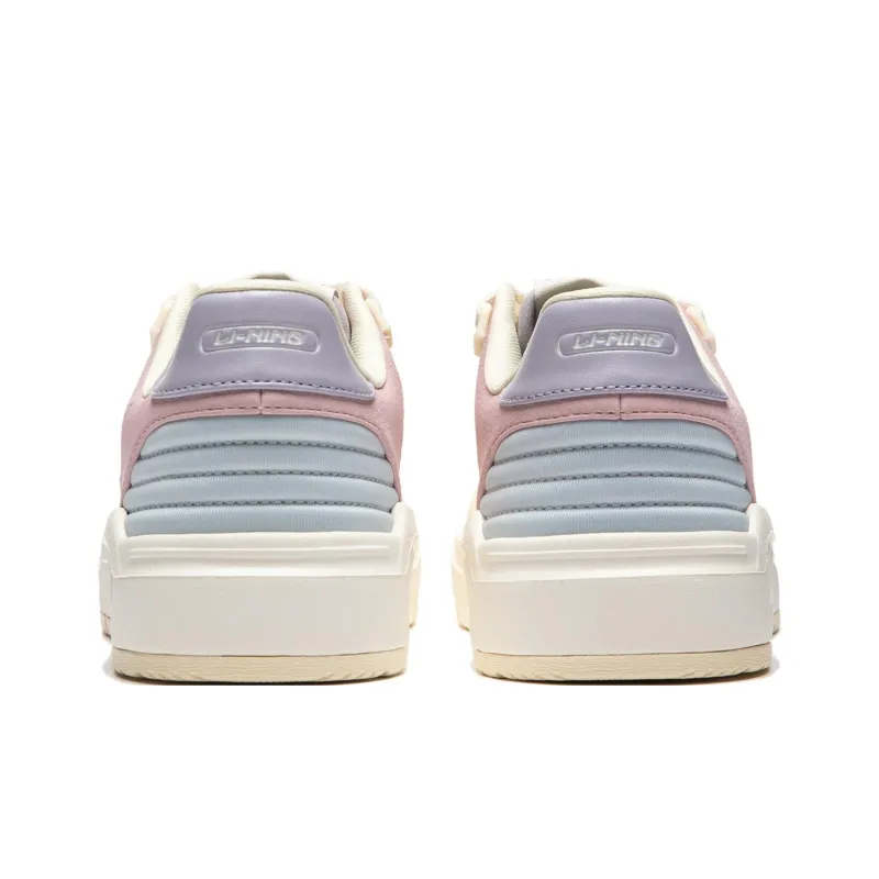 LiNing Common 80s Wear Resistant Slip Resistant Low Top Skateboard Shoes Women's White-5
