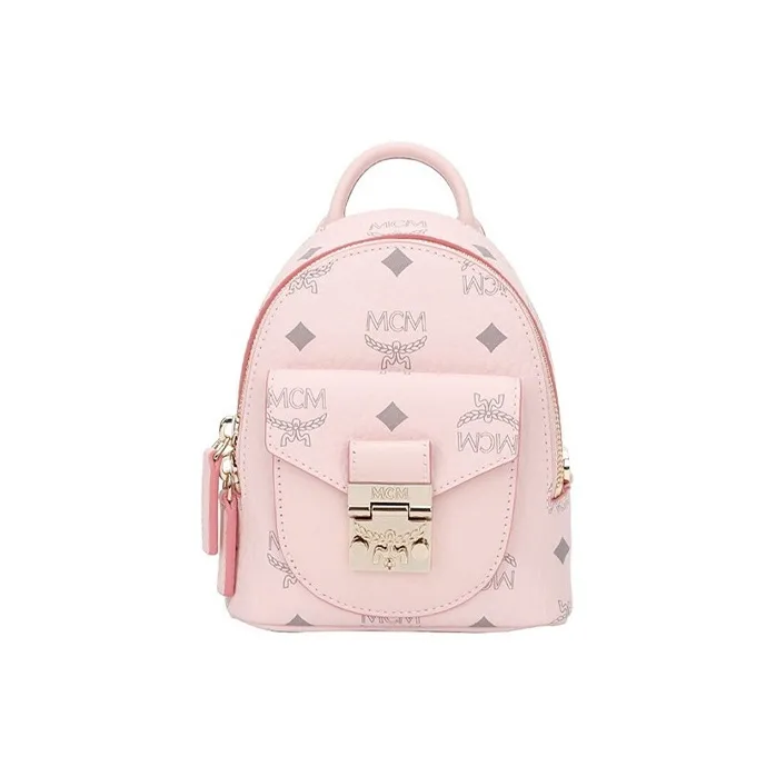 MCM Patricia Visetos Leather Handbag, Crossbody Bag Mini Women's Pink-0