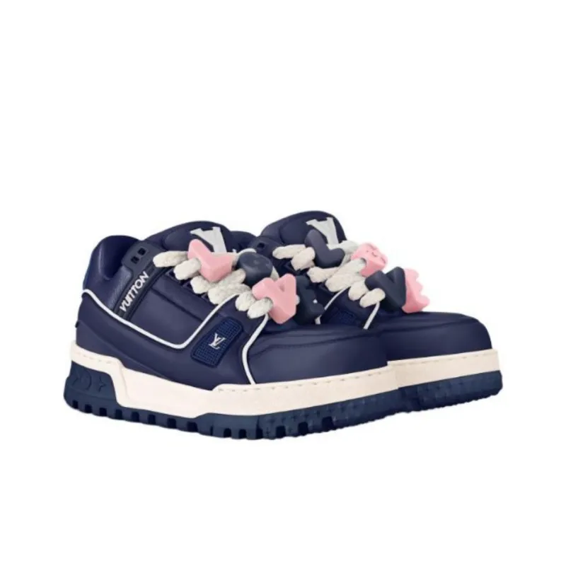 LOUIS VUITTON Trainer Maxi Skateboard Shoes Women's Low Top Blue-2