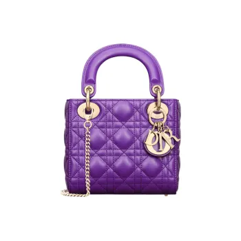 DIOR Lady Dior Sheepskin Dior Bag Shoulder Bag Crossbody Bag Handbag Mini Women's Purple