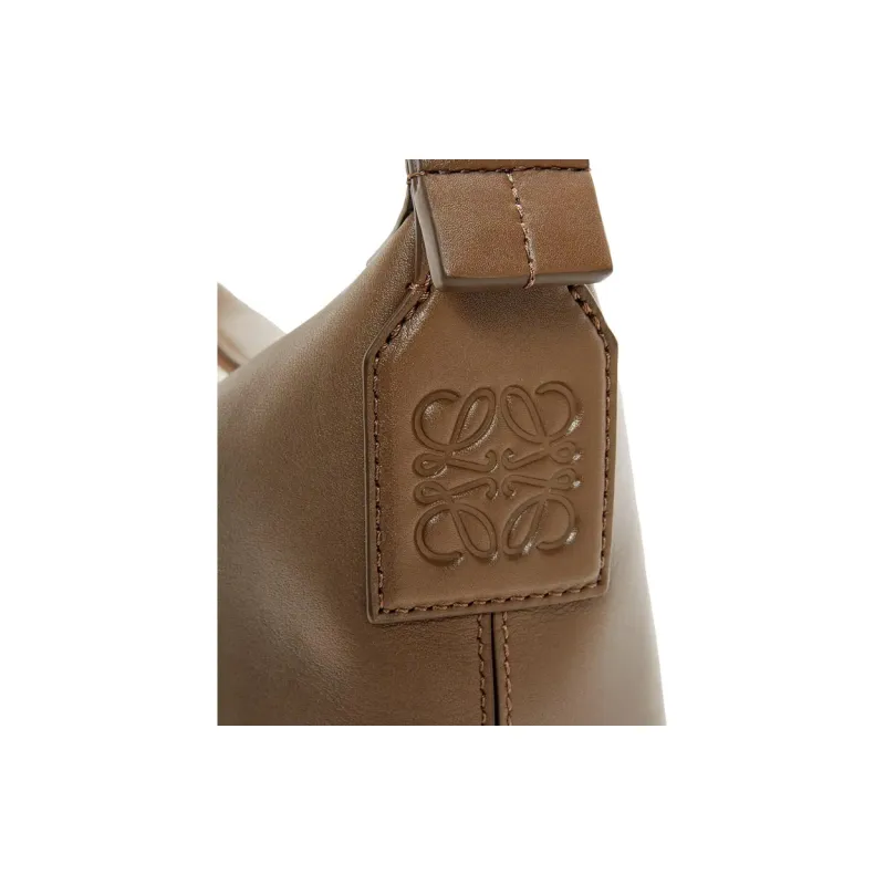LOEWE Cubi Soft Smooth Cow Leather With Jacquard Fabric Shoulder Bag Crossbody Bag Small Size Men's Winter Brown-3