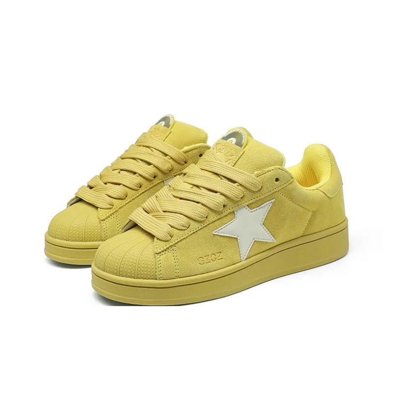 GZOZ Wear-Resistant Slip-Resistant Low-Top Skateboard Shoes Unisex Ginger Yellow-2