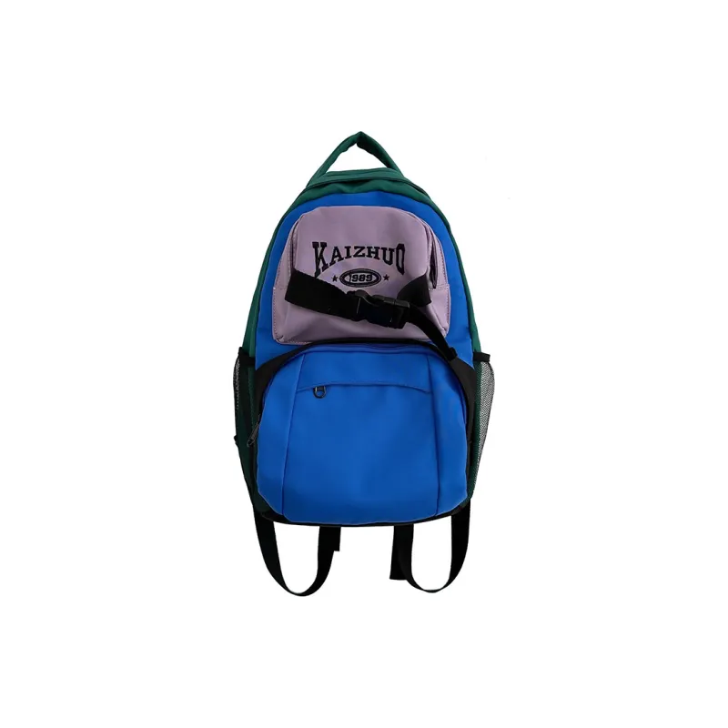 KAKAXI Nylon Backpack Unisex Blue/White/Blue & Green-5