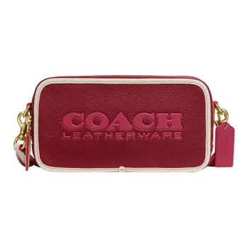 COACH Kia Pebbled Leather Camera Bag Shoulder Bag Crossbody Bag Medium Size Women's Cherry Red