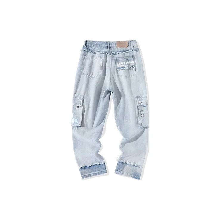 LAMLICKA Straight Jeans Unisex Light Blue-1