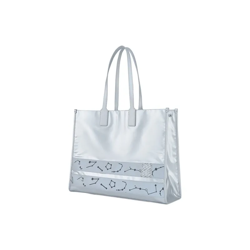 XTEP Fabric Chinese Fashion Trend Tote Bag Shopping Bag Handbag Regular Unisex Light Blue-1