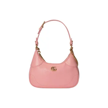 GUCCI Aphrodite Leather Crescent Bag Handbag Shoulder Bag Small Size Women's Pink