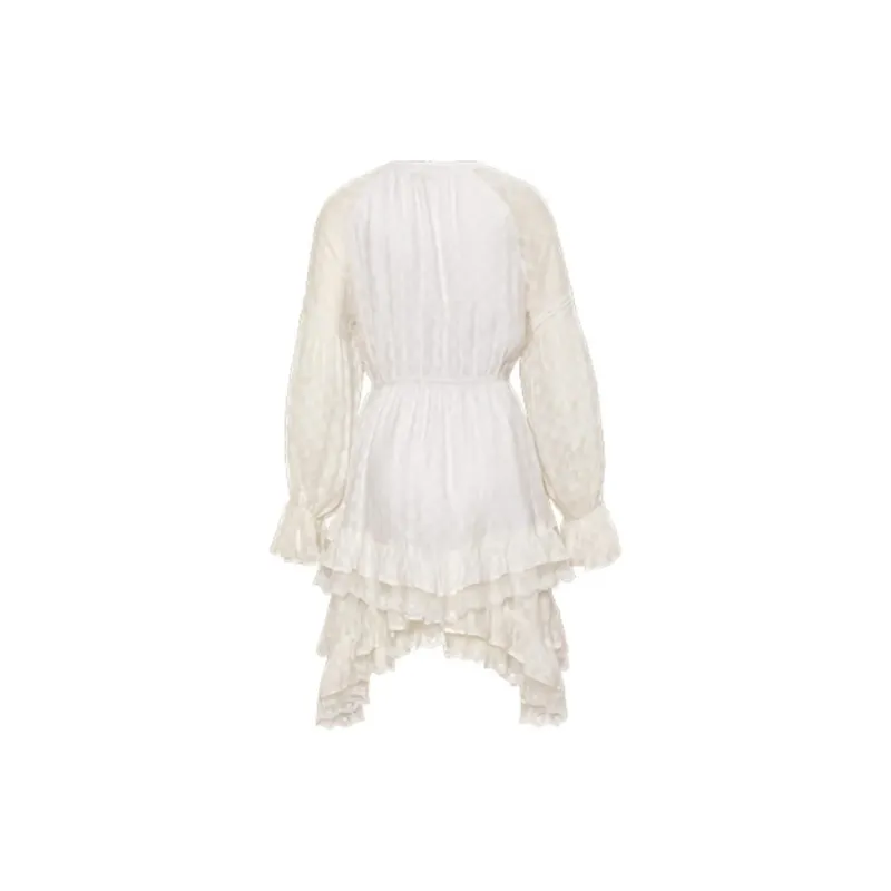Zukizuki Long Sleeved Dresses Women's White-1