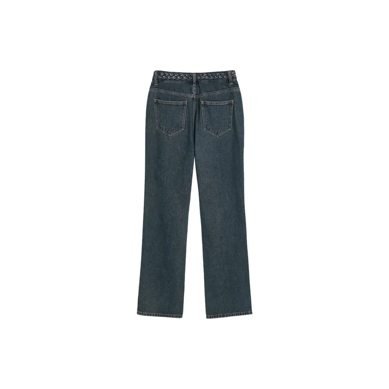 MEETLADY Straight Jeans Women's Vintage Blue-1