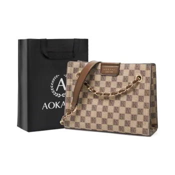 AOKANG PVC Tote Underarm Shoulder Bag, Crossbody Bag For Mom Women's Khaki Coffee/Coffee/Caramel Coffee/Ecru