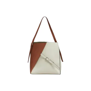 MARNI Calfskin Hobo Bag, Handbag, Shoulder Bag Women's Cinnamon With Shell Pattern