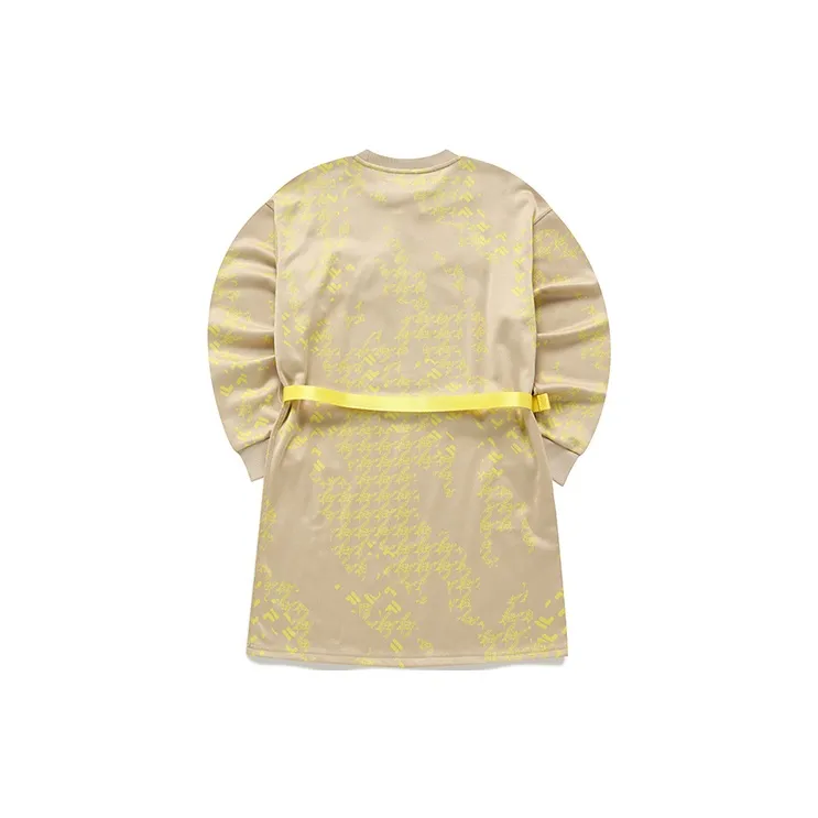 FILA FUSION FILA FUSION X WM White Mountain Collaboration Long Sleeved Dress Women's Gold Night Cherry-1